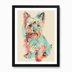 Yorkshire Terrier Dog Pastel Line Painting 3 Art Print