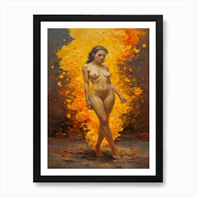'Nude In Fire' Art Print