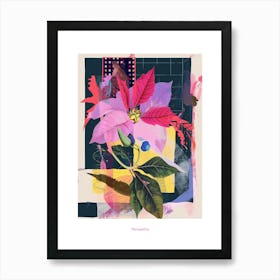 Poinsettia 2 Neon Flower Collage Poster Art Print