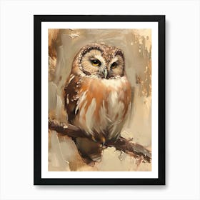 Northern Saw Whet Owl Painting 4 Art Print