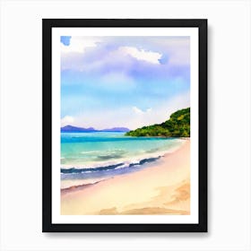 Grand Anse Beach, Grenada Watercolour Art Print