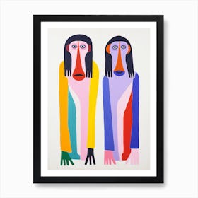 Colourful Kids Animal Art Baboon Art Print