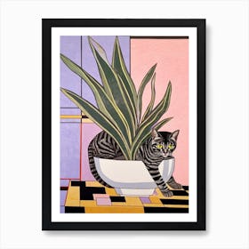 Lavender With A Cat 2 Abstract Expressionist Art Print