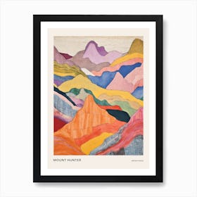 Mount Hunter United States Colourful Mountain Illustration Poster Art Print