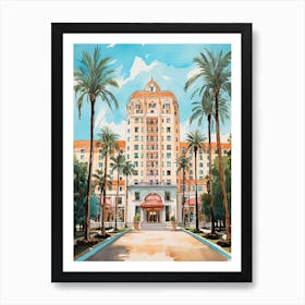 The Waldorf Astoria Beverly Hills   Beverly Hills, California  Resort Storybook Illustration 4 Art Print