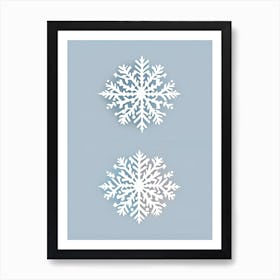 Frost, Snowflakes, Retro Minimal 4 Art Print