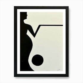 Simple Abstract Woman - Black and White Art Print