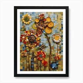 Mosaic Flower Wall Art Art Print