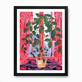 Pink And Red Plant Illustration Ficus Art Print