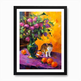 Lilac With A Cat 2 Fauvist Style Painting Art Print