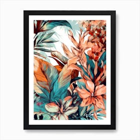 Tropical Floral Pattern flowers nature 1 Art Print