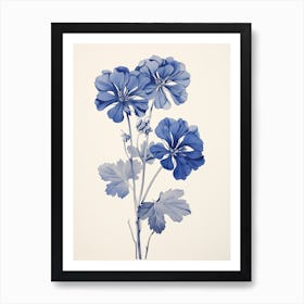 Blue Botanical Geranium 2 Art Print