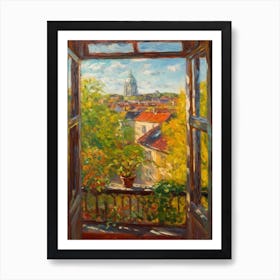 Window View Of Stockholm Sweden Impressionism Style 3 Art Print