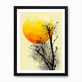 Sunset With Birds Art Print