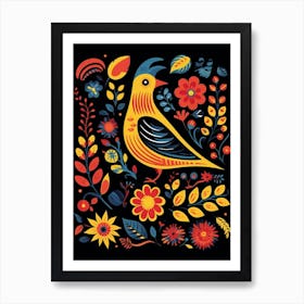 Folk Bird Illustration Cowbird 1 Art Print