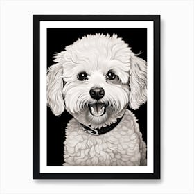 Bichon Frise Dog, Line Drawing 3 Art Print