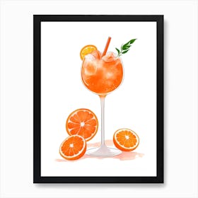 Aperol With Ice And Orange Watercolor Vertical Composition 50 Art Print