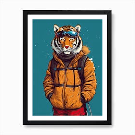Tiger Illustrations Wearing Ski Gear 2 Art Print