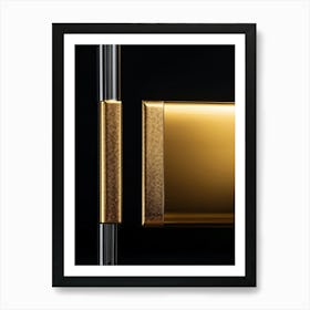 Bright Gold Metallic Border Encompassing A Frame Smooth Texture Contrasts Against Dark Background (2) Art Print