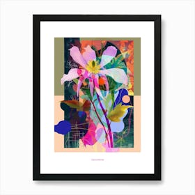 Columbine 1 Neon Flower Collage Poster Art Print