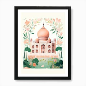 Taj Mahal   Agra, India   Cute Botanical Illustration Travel 0 Art Print