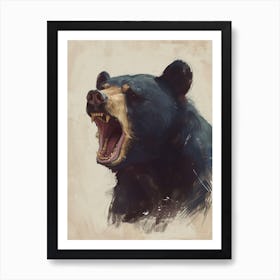 American Black Bear Growling Storybook Illustration 2 Art Print