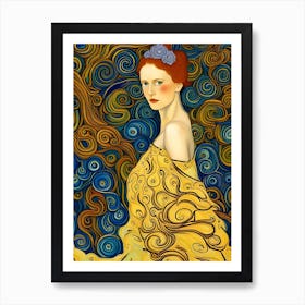 Artistic Symphony Yellow Lady Daffodil By Klimt And Van Gogh Art Print