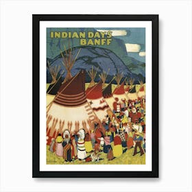 Banff, Canada, Indian Days, Travel Poster Art Print