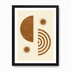 Sun And The Moon line art Art Print
