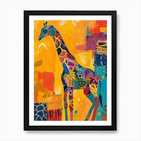 Geometric Giraffe Pattern Art Print