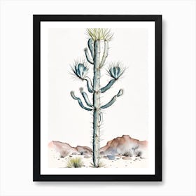 Silver Torch Joshua Tree Minimilist Watercolour  (2) Art Print