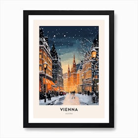 Winter Night  Travel Poster Vienna Austria 1 Art Print