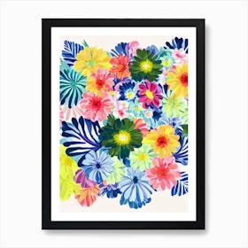 Chrysanthemums Modern Colourful Flower Art Print