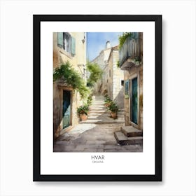 Hvar 1 Watercolour Travel Poster Art Print