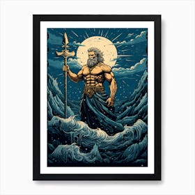  An Illustration Of The Greek God Poseidon 10 Art Print