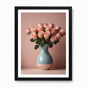 A Vase Of Pink Roses 107 Art Print