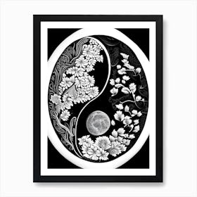 Repeat Yin and Yang 4 Linocut Art Print