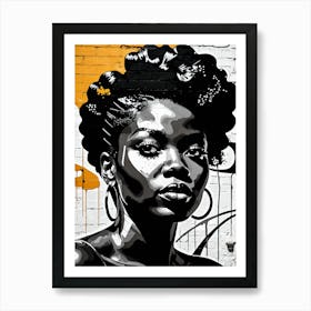 Vintage Graffiti Mural Of Beautiful Black Woman 48 Art Print