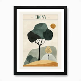 Ebony Tree Minimal Japandi Illustration 4 Poster Art Print