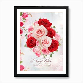 Bouquet Of Vibrant Red And Pink Roses Intertwined With Delicate Babys Breath Cascading As A Lush (2) Art Print