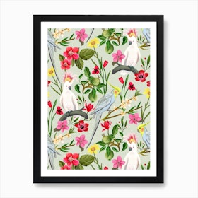 Parakeet And Cockatoo Garden Art Print