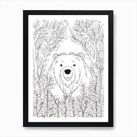 Line Art Jungle Animal Capybara 3 Art Print