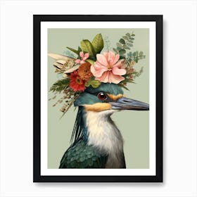 Bird With A Flower Crown Green Heron 2 Art Print