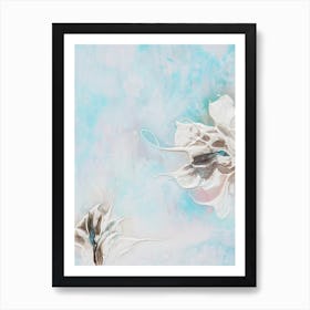 Aqua Teal Flower Painting 3 Art Print