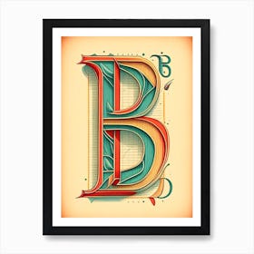 B, Letter, Alphabet Vintage Sketch 1 Art Print