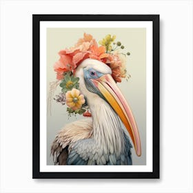 Bird With A Flower Crown Pelican 3 Art Print