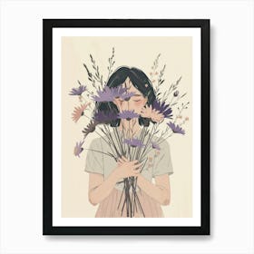 Spring Girl With Purple Flowers 2 Art Print