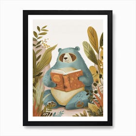 Sloth Bear Reading Storybook Illustration 3 Art Print