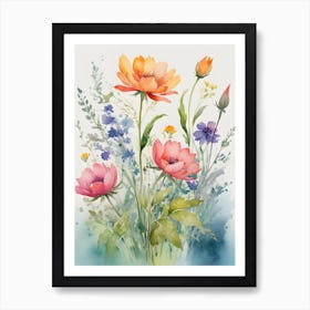 Watercolor Flowers Art Print