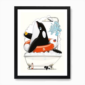 Sea Life Orca In The Bath Art Print